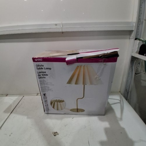 ANKO OLIVIA STURDY METAL BASE PLEATED LINEN SHADE TABLE LAMP - 7- 9W - 8.30" X 18.50" X 16.50" - CREAM AND GOLD (ITEM: 51030672) image 5