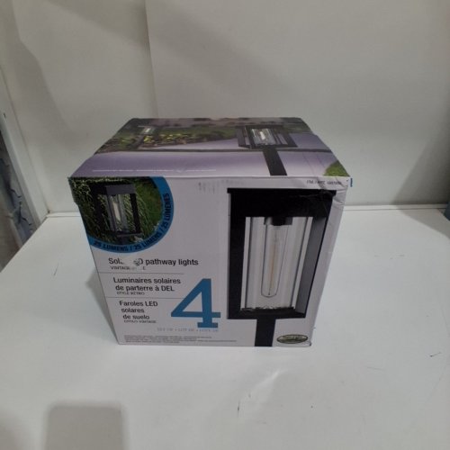 4PK GTX NATURALLY SOLAR POWERED 25LM PATHWAY LIGHTS - 4"X4"X23"- BLACK (MODEL: 1937955) image 2