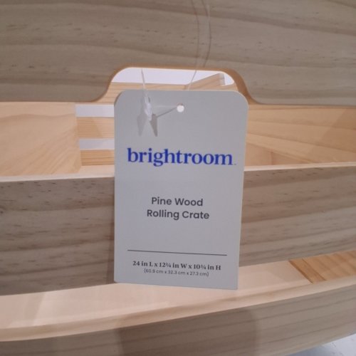 BRIGHTROOM PINE WOOD ROLLING CRATE - 24" X 8.8" X 10.7" - NATURAL WOOD image 4