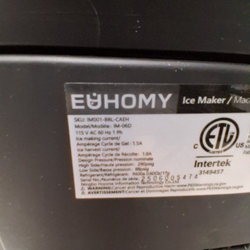 EUHOMY COUNTERTOP ICE MAKER - MAKES 26LBS/DAY - BLACK (MODEL: IM-06D) image 6