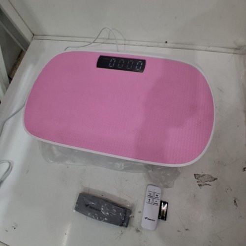 MERACH VIBRATION PLATE EXERCISE MACHINE WITH SUCTION FEET AND REMOTE - 300 LB MAX - PINK/WHITE (MODEL: ‎MR-2398) image 3