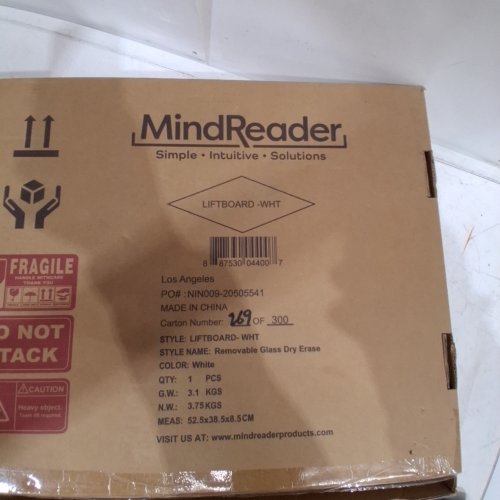 MINDREADER REMOVABLE GLASS DRY ERASE BOARD - 18" X 14" - WHITE (MODEL: LIFTBOARD-WHT) image 2