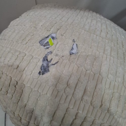 HIGOGOGO ROUND STUFFED CORDUROY OTTOMAN - 20" X 15" - BEIGE/WHITE (MODEL : B0D9VXRJKB) image 3