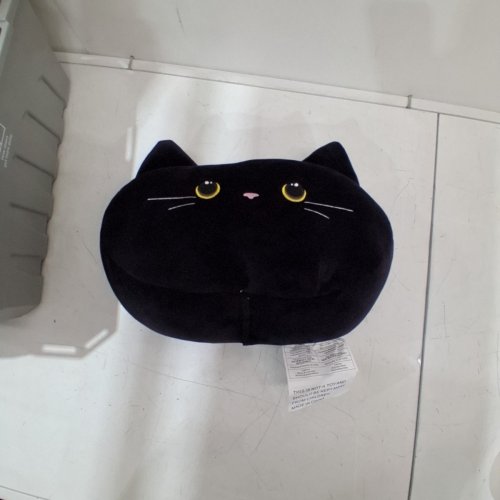 SOFT CAT PLUSH PILLOW WITH VIBRATIONS - 12" - BLACK image 3