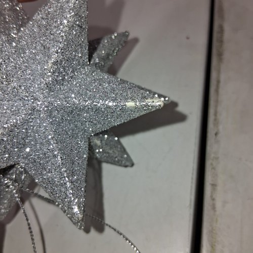 4PK HOLIDAY TIME GLITTER STAR ORNAMENTS - SILVER/WHITE (ITEM: WH236515H) image 4
