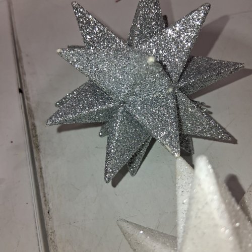4PK HOLIDAY TIME GLITTER STAR ORNAMENTS - SILVER/WHITE (ITEM: WH236515H) image 6
