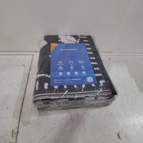 GARVEE WATERPROOF VINTAGE FLORAL PLASTIC STRAW OUTDOOR RUG - 5FT X 8FT - BLACK AND WHITE (MODEL: PPG_34JRHAL4) image 3