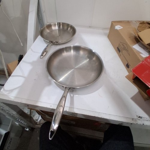 2PC LAGOSTINA FORTE STAINLESS STEEL FRYPAN SET - 10"/11" - STEEL image 2