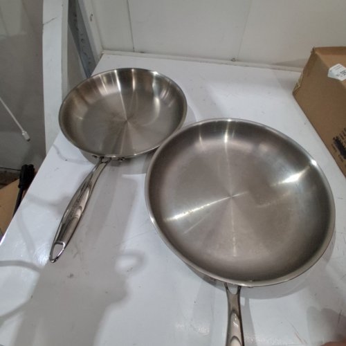 2PC LAGOSTINA FORTE STAINLESS STEEL FRYPAN SET - 10"/11" - STEEL image 3