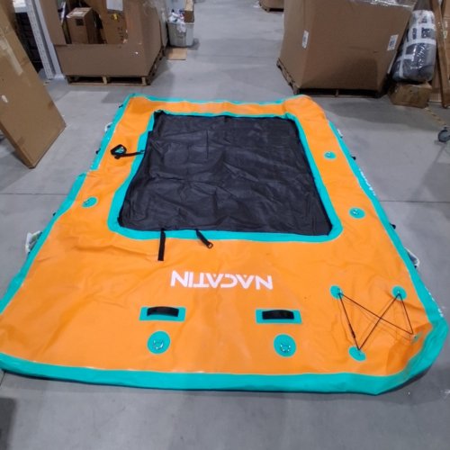 INFLATABLE FLOATING DOCK WITH MESH SWIM AREA - 10FT X 7FT - BLUE/ORANGE image 2
