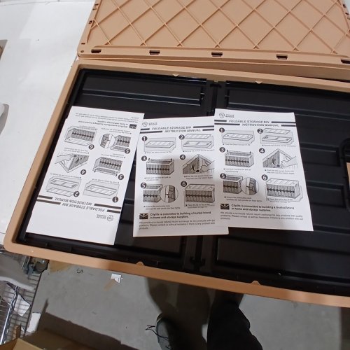 4PK CITYLIFE FOLDABLE STORAGE BINS WITH LIDS - 64L - BLACK/BROWN image 3