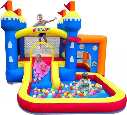 MIRUNAIR INFLATABLE BOUNCE HOUSE JUMPING CASTLE WITH AIR BLOWER, CARRY BAG, BALL PIT, BASKETBALL HOOP, AND SLIDE - 8.8FT X 10.8FT X 6.8FT - MULTICOLOUR (MODEL: KC103) image 2