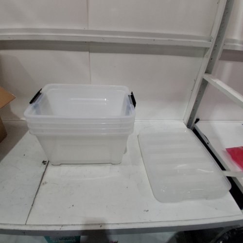 4PK IRIS USA STACK & PULL STORAGE BOX - 32QT - CLEAR (MODEL: TB-28 CLR/CLR/BLK) image 2