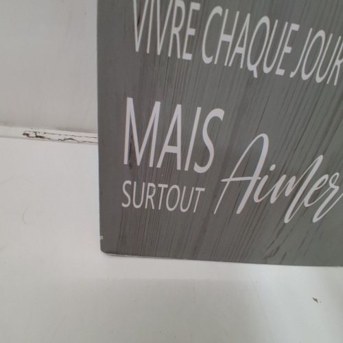IH CASADECOR WOOD WALL ART - 12" X 31" - *FRENCH* REGLES DU BONHEUR - GRAY/WHITE (MODEL: ME-3036F) image 3