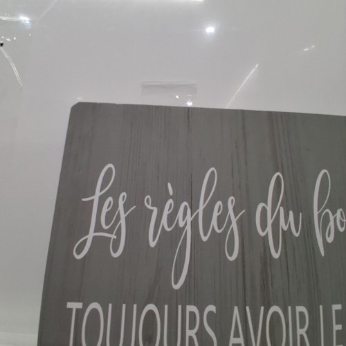 IH CASADECOR WOOD WALL ART - 12" X 31" - *FRENCH* REGLES DU BONHEUR - GRAY/WHITE (MODEL: ME-3036F) image 4