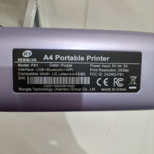 RONGTA WIRELESS BLUETOOTH PRINTER - 8.5" X 11" US LETTER SIZE - INKLESS PRINTER COMPATIBLE WITH PHONE AND LAPTOP - PURPLE - (MODEL: F81) image 3