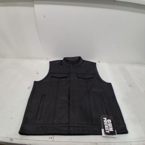 MEN'S EVENT LEATHER MOTORCYCLE LEATHER RIDERS CLUB STYLE VEST WITH DUAL CLOSURE - EXTRA LARGE - BLACK (STYLE:ELM3910) image 3