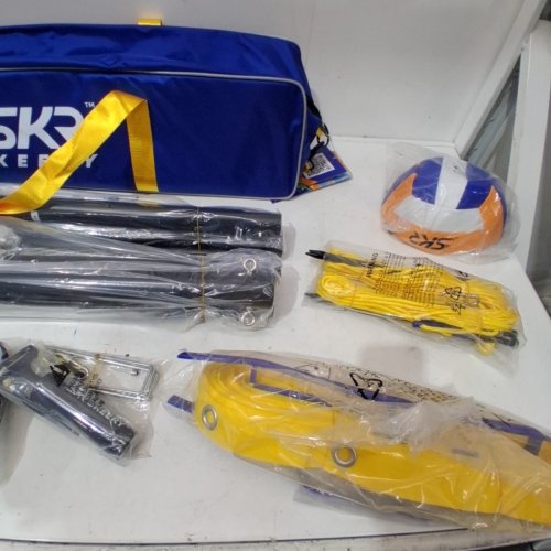 SKEERY OUTDOOR HEAVY DUTY VOLLEYBALL NET WITH BALL AND PUMP - 3FT X 32FT - BLACK/WHITE (MODEL: ‎SKR-US-GB) image 3