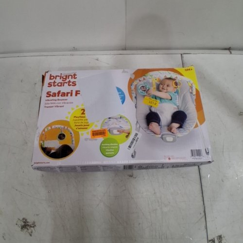 BRIGHT STARTS SAFARI FUN PORTABLE 3-POINT HARNESS VIBRATING BOUNCER WITH TOY BAR - SAFARI/MULTICOLORED (MODEL: 12204) image 4