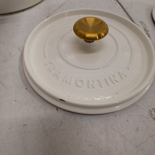 4PC TRAMONTINA GOURMET ENAMELED CAST IRON SET - 6.6 L & 1 L - CREAM image 5