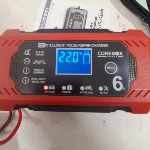 COREBOX 12V CAR BATTERY CHARGER & MAINTAINER - RED/BLACK (MODEL: H-6CS) image 2