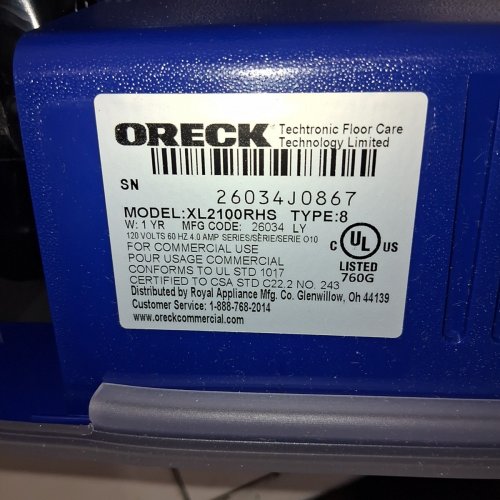 ORECK COMMERCIAL CORDED UPRIGHT VACUUM - 35FT CORD - BLUE (MODEL: XL2100RHS) image 8