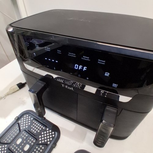 T-FAL DUAL EASY FRY DOUBLE CHAMBER AIR FRYER WITH 7 AUTOMATIC PROGRAMS - 6.5L / 4.5L - BLACK/SILVER - (MODEL:EY942) image 2