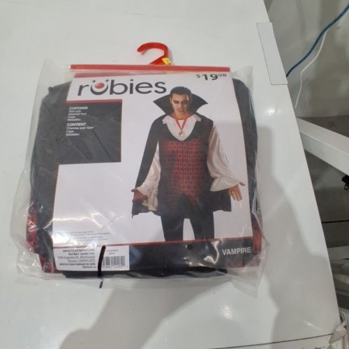 3PC MEN'S RUBIES VAMPIRE COSTUME - LARGE - BLACK / RED image 2