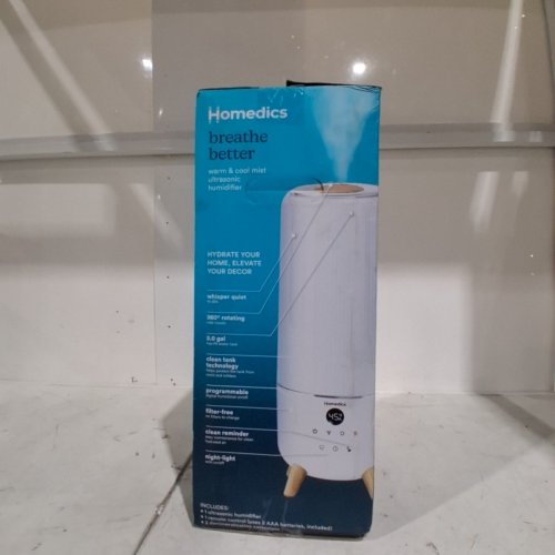 HOMEDICS 360° DELUXE WARM & COOL MIST TOP FILL ULTRASONIC HUMIDIFIER - 2 GAL - WHITE (MODEL:UHE-WMRF93) image 2