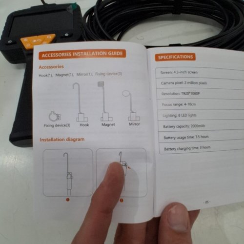 INDUSTRIAL ENDOSCOPE WITH LIGHT - 1080P, FOCAL LENGTH 4-10CM - 32.8FT - BLACK (MODEL: SC08) image 4