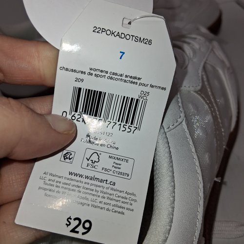 WOMEN'S TIME AND TRU MONOCHROMATIC POLKA DOT SNEAKERS - SIZE 7 - WHITE (MODEL: 22POKADOTSM26) image 2