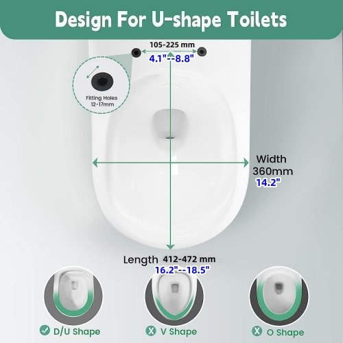 SADALAK U-SHAPE SLOW-CLOSE TOILET SEAT - 18.5" - WHITE image 2
