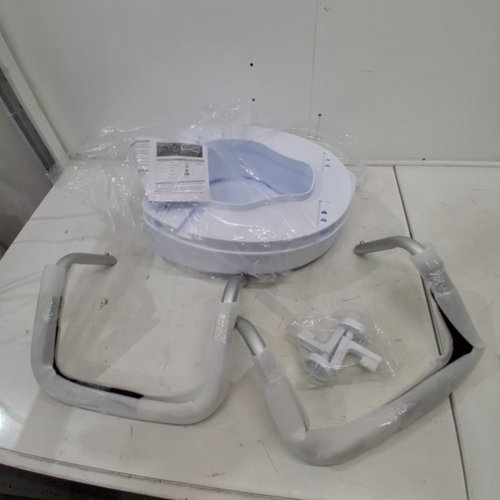 RAISED TOILET SEAT WITH ARMS - 4" - 300LB CAPACITY - WHITE/BLACK (MODEL: SC7060D-4A) image 2
