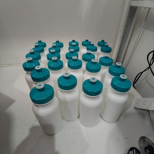 25PK PLASTIC SPORTS BOTTLES - 20 OZ - WHITE / TEAL image 2