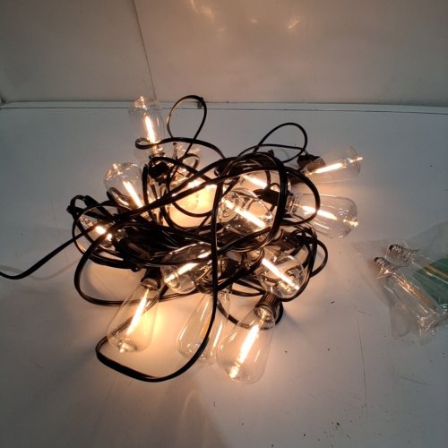 OUTDOOR STRING LIGHTS WITH ST38 LED EDISON BULBS - 30FT - 2200 K - BLACK image 2