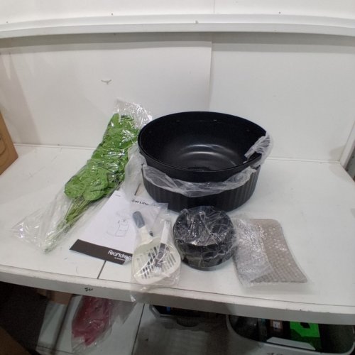 FEANDREA CAT LITTER BOX WITH FAKE PLANT -19.2" X 19.2" X 23.2" - BLACK (MODEL: PPT006B101) image 2