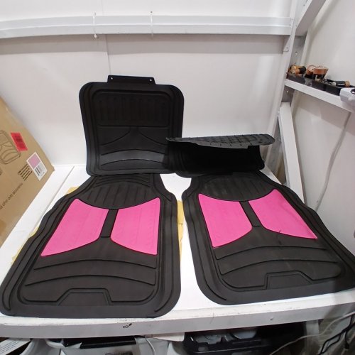 FH GROUP MONSTER EYE FULL SET RUBBER FLOOR MATS, UNIVERSAL FIT FOR MOST CAR/TRUCK/SUV/VAN - BLACK/RED (MODEL: F11313PINK) image 2