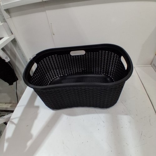 MIND READER WICKER DESIGN LAUNDRY HAMPER BASKET - 40L - BLACK image 2