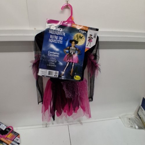 2PC GIRLS PARTYHOLIC PUNKY SKELEQUEEN COSTUME - MEDIUM (8-10) - BLACK/PINK/WHITE image 2