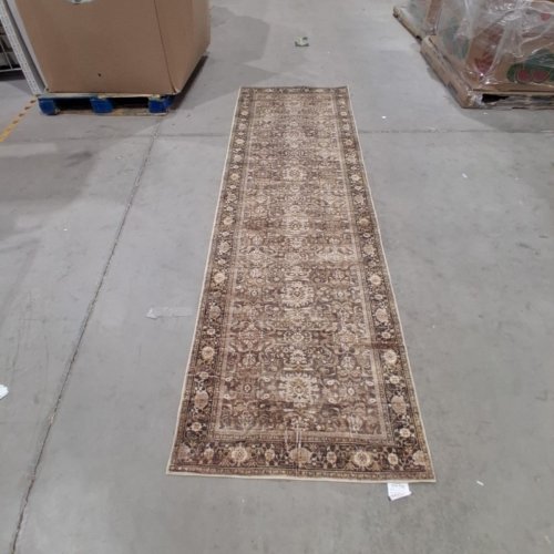FLORAL VINTAGE AREA RUNNER RUG - 3FT X 10FT - BROWN / BEIGE image 3