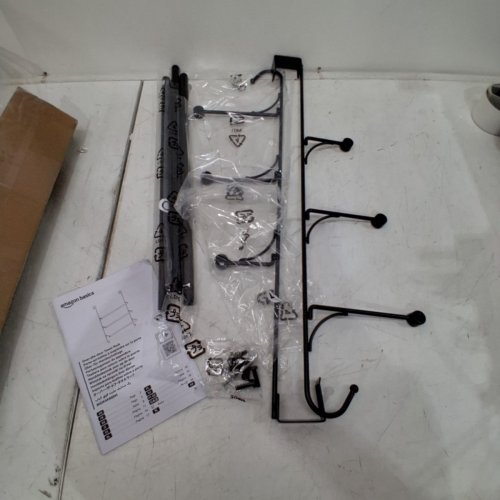 AMAZON BASICS OVER THE DOOR TOWEL RACK WITH HOOKS - 24" X 19" X 6" - BLACK image 2