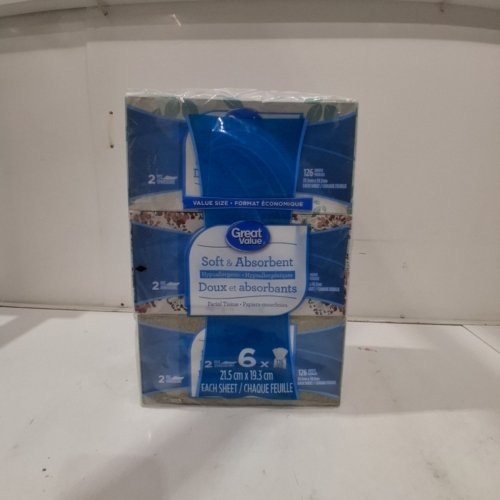 6PK GREAT VALUE FACIAL TISSUES - 126 each image 2