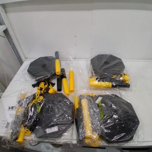 4PK TRAFFIC POSTS - 33.86" X 11.22" POSTS - (4) 8FT CHAIN - YELLOW/BLACK (MODEL: CC-F03-N-YB-4PCS-2.5M) image 2