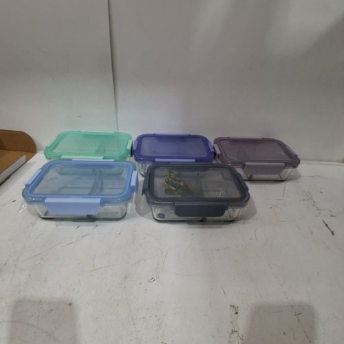10PC ELLO COLOUR LOCK DIVIDED GLASS MEAL PREP SET - 800ML - MULTICOLOUR (MODEL: 1901809) image 2