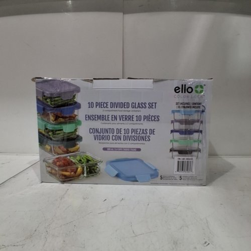 10PC ELLO COLOUR LOCK DIVIDED GLASS MEAL PREP SET - 800ML - MULTICOLOUR (MODEL: 1901809) image 3