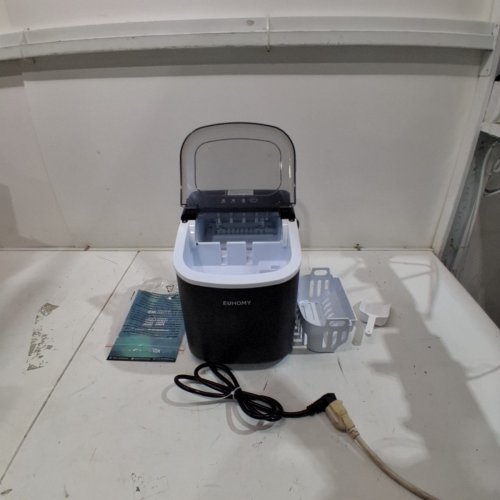 EUHOMY COUNTERTOP ICE MAKER MACHINE WITH HANDLE, BASKET AND SCOOP - MAKES 26LB/DAY - BLACK (MODEL: IM001-BBL-CAEH) image 3