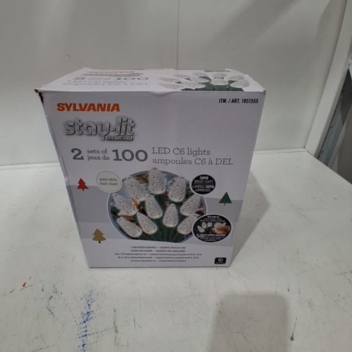 2PK 100 SYLVANIA STAY-LIT PLATINUM LED C6 CHRISTMAS/HOLIDAY LIGHTS - 33FT EACH - WARM WHITE (MODEL: 1851555) image 2