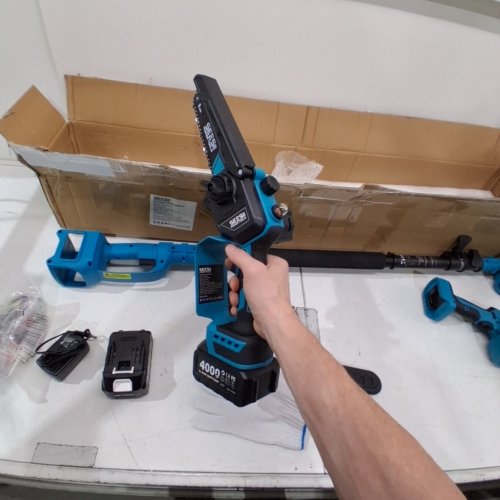 SEESII 6-IN-1 CORDLESS MINI CHAINSAW POLE SAW & HEDGE TRIMMER - 6" SAW - UP TO 9FT - BLUE (MODEL: P6 BONUS) image 2