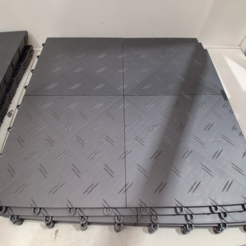 12PK 48 MOTOFLOOR INTERLOCKING FLOOR TILES -48 SQ. FT PER BOX 1FT X 1FT TILES- CHARCOAL (ITEM: MF48CHAR-C) image 3