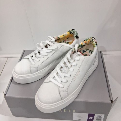 WOMENS TED BAKER MAISIE LEATHER COURT SHOES - SIZE 8 - WHITE/FLORAL (STYLE: 3756608) image 2